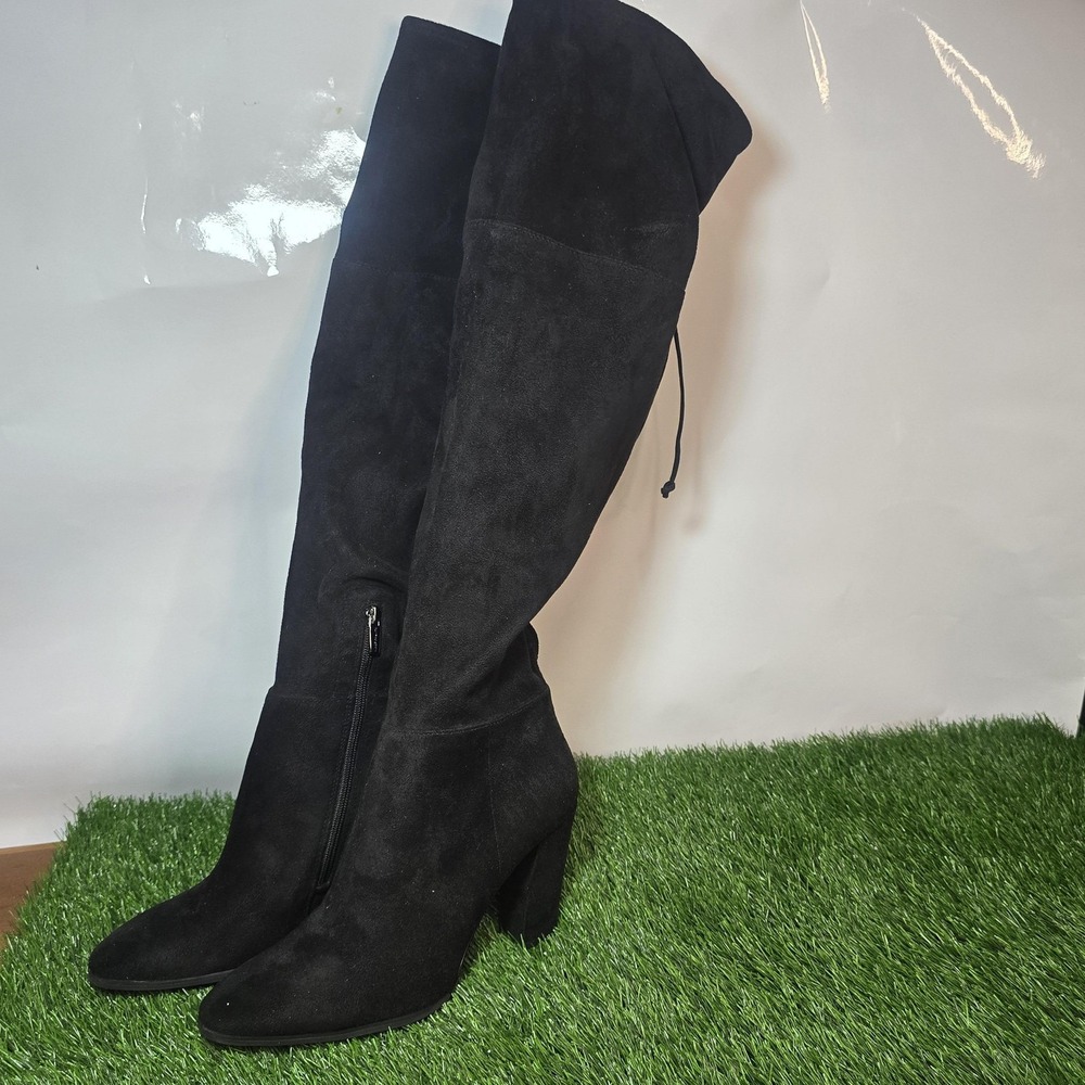 Vince Camuto Boots Womens 11 Black Faux Suede Over The Knee Tall Sock Block Heel